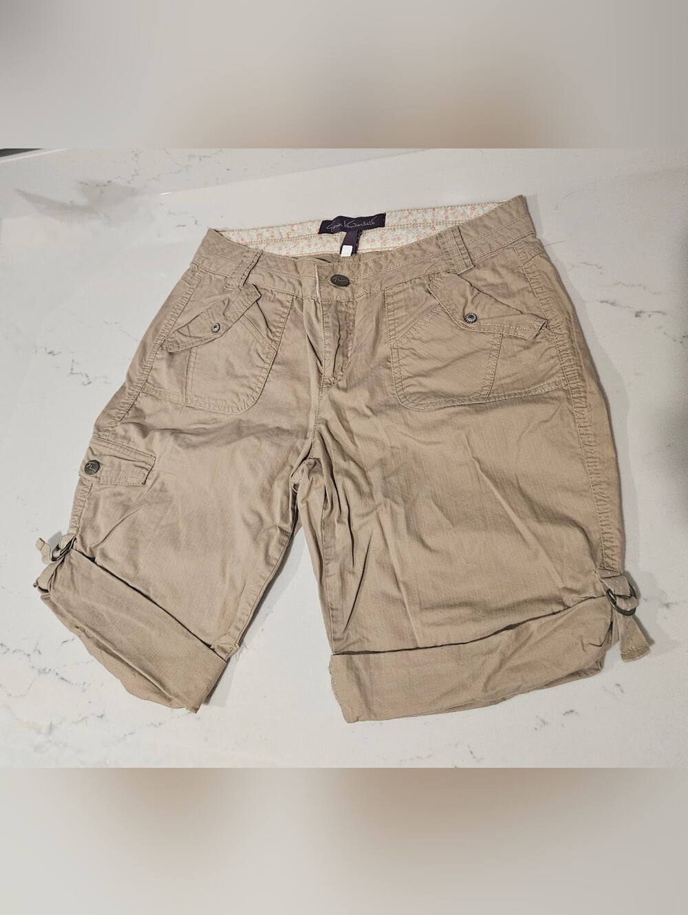Gloria Vanderbilt Shorts Khaki Womens 8p